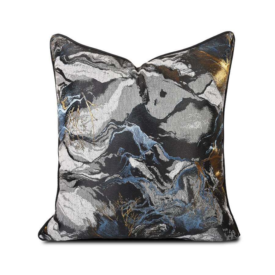 北歐風格黑色條紋抱枕套,現代簡單的沙發裝飾靠墊套,帶花卉提花底布,不含內芯,方形 30x50 Cm / 45x45 Cm / 50x50 Cm / 60x60 Cm - 黑色 - 查看 1