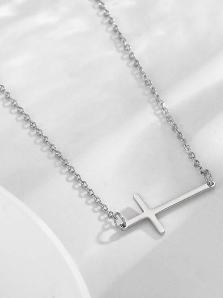 ross simons sterling silver horizontal cross necklace