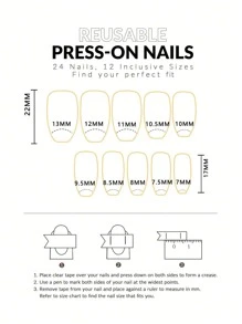 24 件套可重复使用全覆盖月光猫眼美甲套装，适合派对、婚礼和日常穿着 - 彩色 - 查看 3