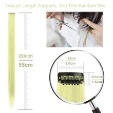 10 piezas/set Extensiones de cabello con clip de colores, mechones sintéticos vibrantes para festivales de música, fiestas de Halloween, mujeres - Beis - Ver 9