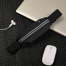 Low Profile Invisible Fanny Pack For Running, Outdoor Fitness Storage Pouch, Water-Resistant Sports Waist Bag With Phone Holder Fits Phones Under 5.5 Inch - Black - View 7