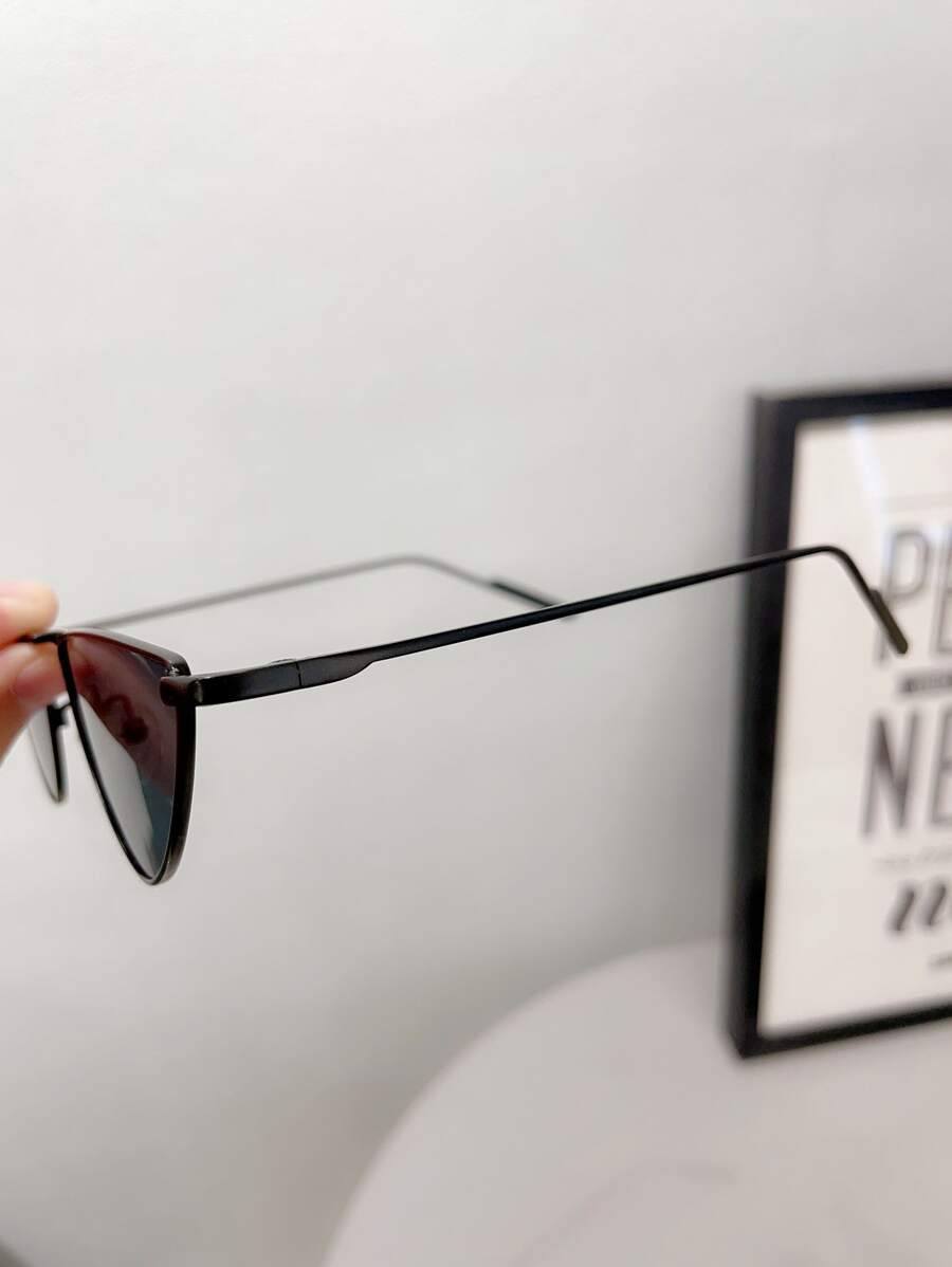 1pc Women's Cat Eye Frame Unique Metal Fashion Glasses For Outdoor