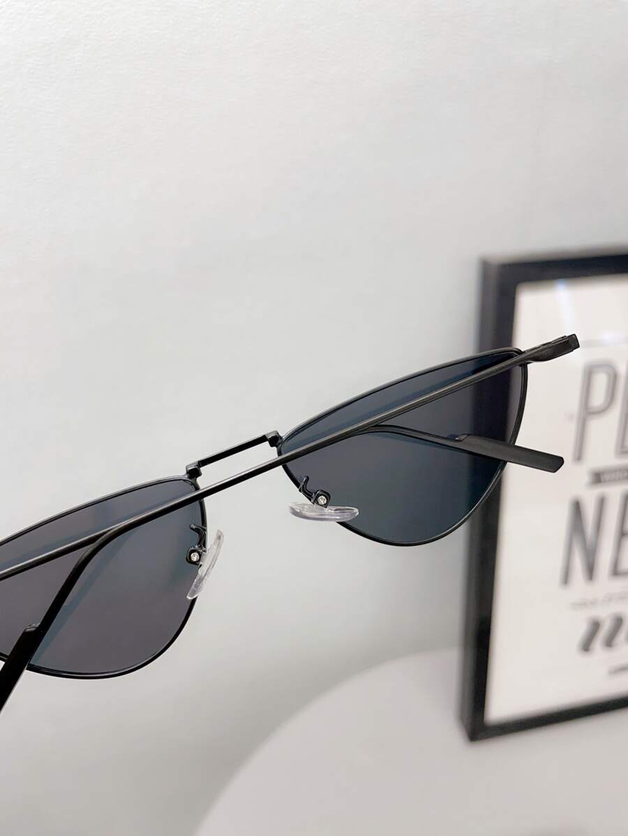 1pc Women's Cat Eye Frame Unique Metal Fashion Glasses For Outdoor