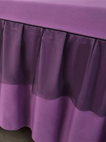 1pc Simple And Thickened Double-layer Bed Skirt With Lace For Single Or Double Bed, Solid Color - 198cm*203cm - Xem 5