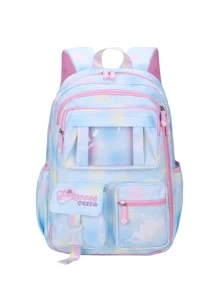 Cute Elementary School Student Fridge-Opening Backpack With Gradient Colors And Spine Protection For Girls And Boys - Blue - View 1