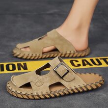 Sandalias De Verano Estilo Retro Para Hombres - Caqui - Ver 2
