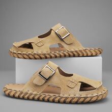 Sandalias De Verano Estilo Retro Para Hombres - Caqui - Ver 3