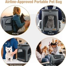 Large Cat Backpack Expandable Pet Carrier Backpack, Lekereise Dog Backpack Carrier for Small Dogs and Medium Cats, Grey - Grey-XL - View 7