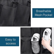 1pc  Over The Door Shoe Organizer Hanging Closet Holder Hanger Storage Bag Rack With 24 Large Mesh Pockets - Black - View 3