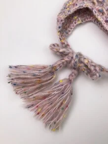 Y2K 可爱混色猫耳针织帽，适合女士，带有编织流苏和甜美蝴蝶/条纹/魔鬼图案，可爱的刺绣装饰，个性化的耳朵保护设计，迷人的脸型，以及舒适的针织材料冬季秋季 - 粉色 - 查看 6