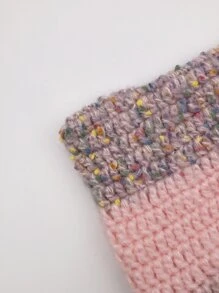 Y2K 可爱混色猫耳针织帽，适合女士，带有编织流苏和甜美蝴蝶/条纹/魔鬼图案，可爱的刺绣装饰，个性化的耳朵保护设计，迷人的脸型，以及舒适的针织材料冬季秋季 - 粉色 - 查看 5