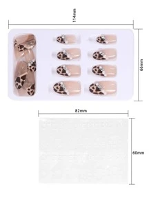 24pcs/Box High-End Flashing Leopard Print Faux Pearl False Nails Long Nails Press On Nails Nail Supplies - Multicolor - View 5