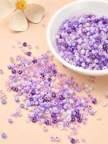 1入組大約50克3MM玻璃珠在隨機混合顏色,適用於DIY項鍊和手環 - 紫色 - 查看 1