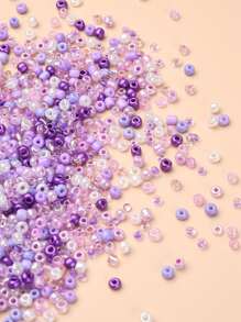 1入組大約50克3MM玻璃珠在隨機混合顏色,適用於DIY項鍊和手環 - 紫色 - 查看 2