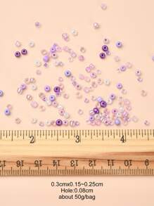 1入組大約50克3MM玻璃珠在隨機混合顏色,適用於DIY項鍊和手環 - 紫色 - 查看 3