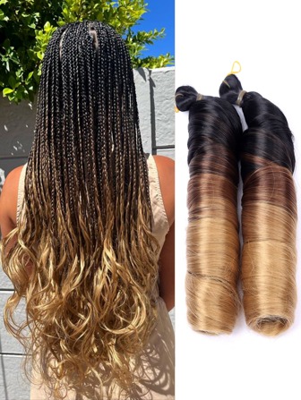 amir hair 2入組漸變棕色法式捲發鉤針辮子鬆散波浪螺旋捲曲編織女式合成接發