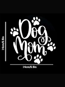 1pc White Cute Dog Mom Car Sticker Pvc Scratch Decoration Sticker For Car / Auto, Universal - White - View 6