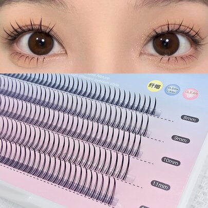 200单簇9-11mma型尖尾假睫毛大容量自然卷翘纤长超柔软仿真超细黑茎放大眼睛根部清晰分段嫁接毛发日常便携轻薄亲肤漫画睫毛日系妆容浓密自然纤长睫毛嫁接亚洲韩国Cosplay动漫假睫毛化妆工具睫毛簇、睫毛簇、单根睫毛、睫毛、假睫毛