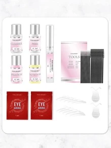 NAGARAKU 睫毛延長提升套件捲曲工具提升5眼睛2對畫筆23套裝包裹化妝工具睫毛強化溫和的粉色的適用於局部女性 - 無色 - 查看 2