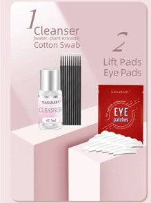 NAGARAKU 睫毛延長提升套件捲曲工具提升5眼睛2對畫筆23套裝包裹化妝工具睫毛強化溫和的粉色的適用於局部女性 - 無色 - 查看 3