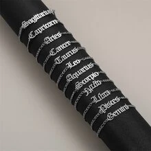 1條十二星座老式英文字母手鏈,男孩日常穿戴不鏽鋼金/銀色figaro鏈手鐲,適用於男士珠寶禮物 - 銀色 - 查看 1