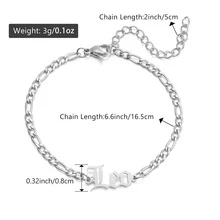 1條十二星座老式英文字母手鏈,男孩日常穿戴不鏽鋼金/銀色figaro鏈手鐲,適用於男士珠寶禮物 - 銀色 - 查看 4