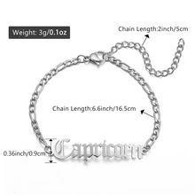 1條十二星座老式英文字母手鏈,男孩日常穿戴不鏽鋼金/銀色figaro鏈手鐲,適用於男士珠寶禮物 - 銀色 - 查看 5