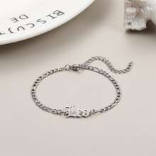 1條十二星座老式英文字母手鏈,男孩日常穿戴不鏽鋼金/銀色figaro鏈手鐲,適用於男士珠寶禮物 - 銀色 - 查看 8