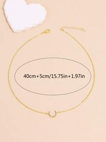 1pc Simple Crescent Moon Pendant Collarbone Necklace For Women, Dating And Daily Fashion Accessory - Yellow Gold - View 5
