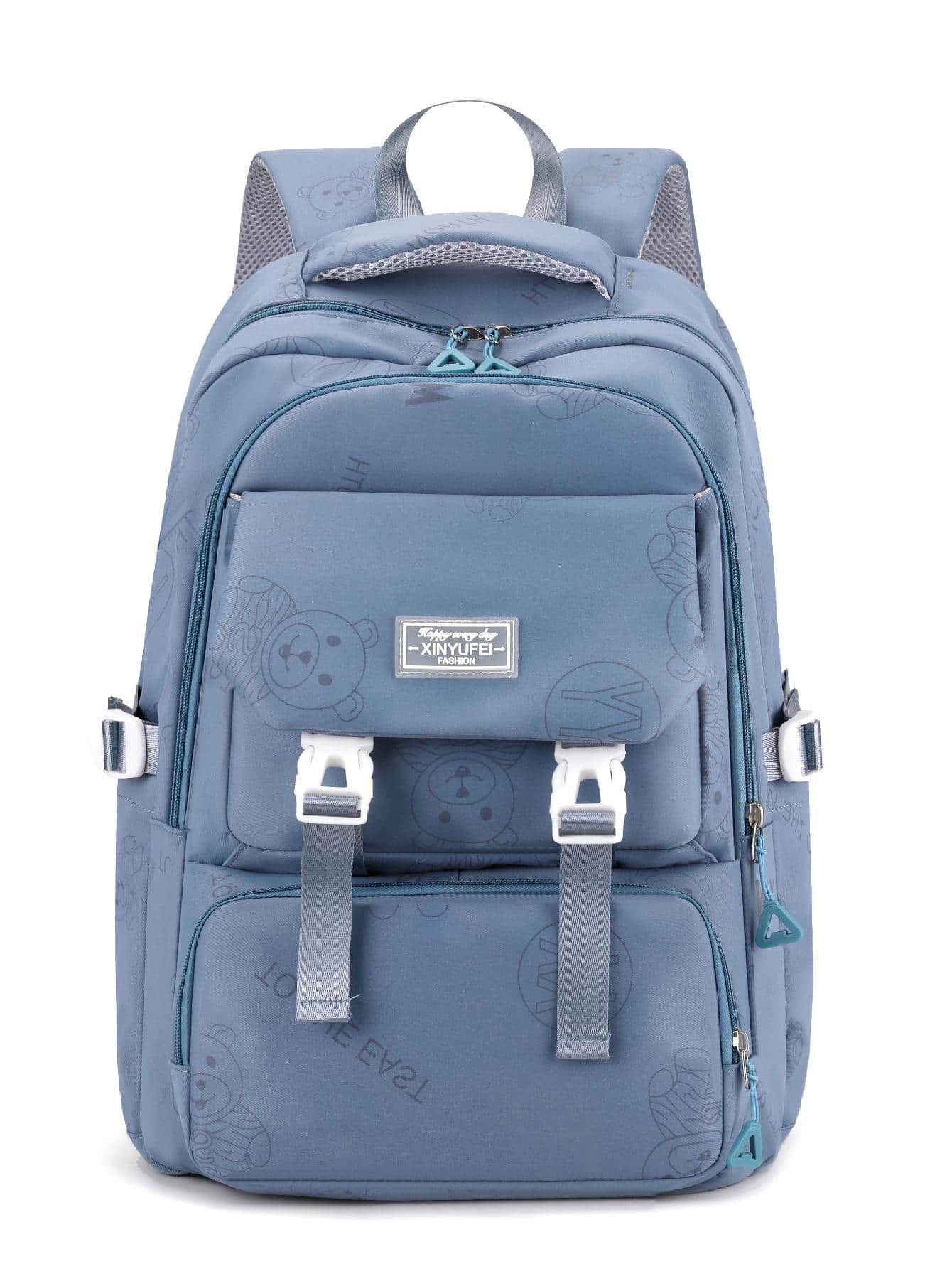 Fashionable Cartoon Printed Backpack With Letter Decoration And Large Capacity - Blue - View 1