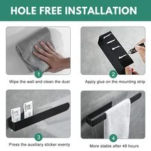 Hand Towel Holder, Bath Towel Bar, Self Adhesive Bathroom Hand Towel Rack Stick On Wall, 304 Stainless Steel Towel Holder
