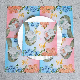 24 Piezas De Servilletas Desechables Con Patrón De Elefante Para Fiesta De Revelación De Género