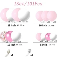 101入組燈粉色的氣球花環拱形成套工具-白色&玫瑰金氣球套裝,完美適用於波西m亞淋浴裝飾用品,情人節婚禮,生日,畢業,週年慶派對