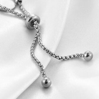 1 Pieza Pulsera Ajustable Con Abalorio Minimalista De Acero Inoxidable Chapada En Oro/plata Y Colgante Redondo Con Grabado