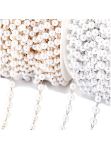 yuenz 1米kc鍍金銅鏈,人造珍珠珠寶製作用供應鏈,diy項鍊耳環手鍊鏈y4 - 香檳色 - 查看 1