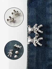2 Peças Coelho Urso Prego De Strass Clip De Cintura Ajustável Botão De Cintura Pin Acessório De Moda