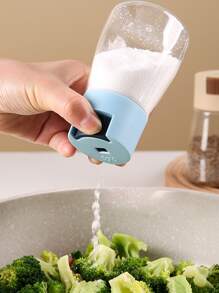 1入組廚房壓式定量鹽瓶,調料罐,家用密封香料瓶,防潮調味盒,香料容器,廚房用具 - 彩色 - 查看 1