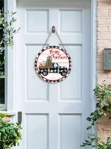 1個聖誕裝飾標誌,聖誕派對木製圓形標誌掛飾,適用於家居前廊客廳臥室聖誕節門飾 - 彩色 - 查看 5