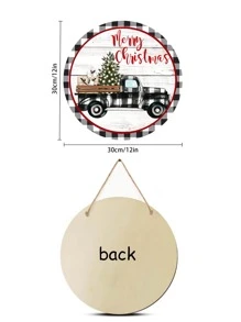 1個聖誕裝飾標誌,聖誕派對木製圓形標誌掛飾,適用於家居前廊客廳臥室聖誕節門飾 - 彩色 - 查看 8