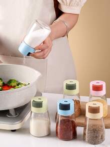1入組廚房壓式定量鹽瓶,調料罐,家用密封香料瓶,防潮調味盒,香料容器,廚房用具 - 彩色 - 查看 3