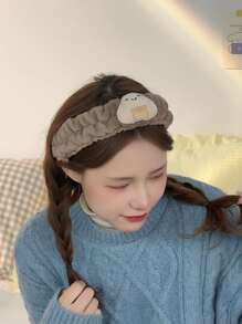 可愛飯糰形狀髮帶用於清洗,防水彩妝髮箍 - 咖啡棕 - 查看 2