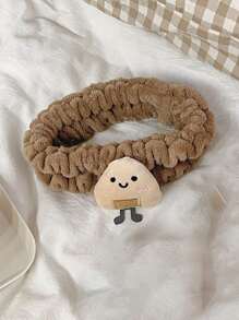 可愛飯糰形狀髮帶用於清洗,防水彩妝髮箍 - 咖啡棕 - 查看 1