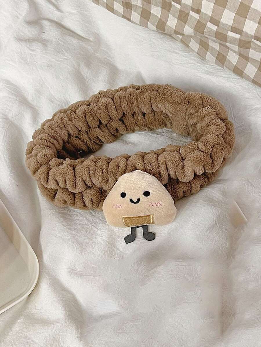 可愛飯糰形狀髮帶用於清洗,防水彩妝髮箍 - 咖啡棕 - 查看 1
