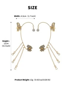 1件装 时尚女士个性化夸张品牌派对耳环，适合婚礼和宴会 - 金色 - 查看 6