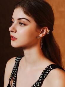 1件装 时尚女士个性化夸张品牌派对耳环，适合婚礼和宴会 - 金色 - 查看 2