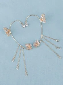 1件装 时尚女士个性化夸张品牌派对耳环，适合婚礼和宴会 - 金色 - 查看 3