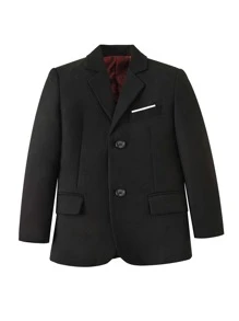 Chaqueta de traje negra con botonadura sencilla para niño pequeño de la temporada de vuelta al cole - Negro - Ver 1