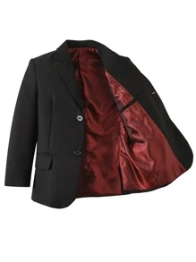 Chaqueta de traje negra con botonadura sencilla para niño pequeño de la temporada de vuelta al cole - Negro - Ver 2
