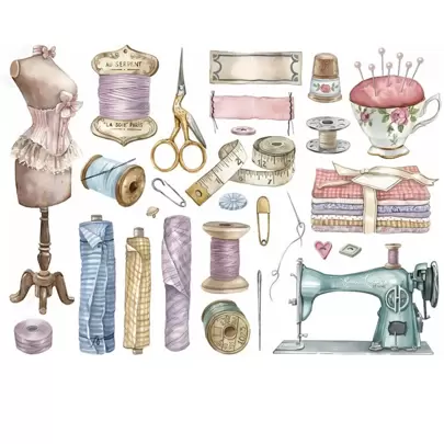 10款復古縫紉貼紙套裝,適用於剪貼簿、日誌、計劃書、相片集、雜誌、diy製卡、裝飾