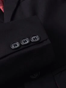 Chaqueta de traje negra con botonadura sencilla para niño pequeño de la temporada de vuelta al cole - Negro - Ver 5